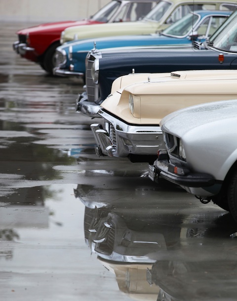 Oldtimer-Porpurri im Regen am Treffen Dolder Classics 2013