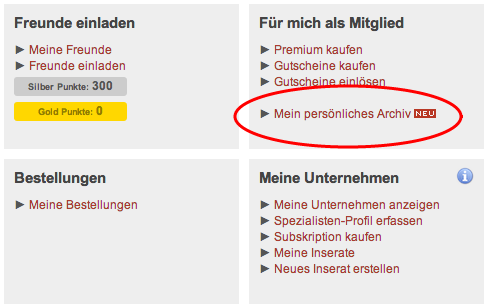 Artikelbild Persönliches Archiv: neue Funktionalität auf Zwischengas