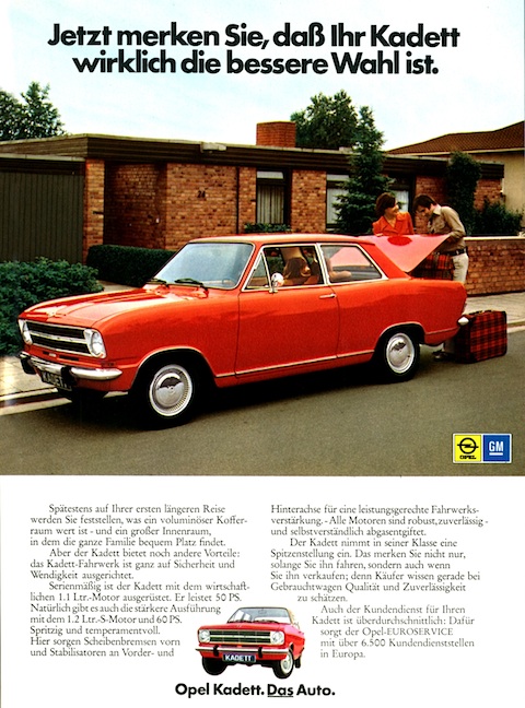 Werbung für den Opel Kadett im Jahr 1973 - Das Auto