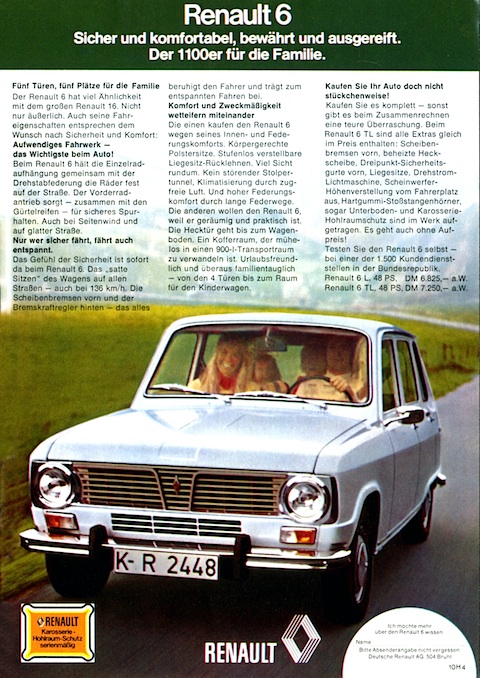 Werbung für den Renault R6 von 1973