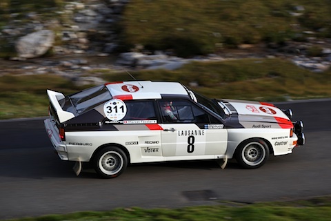 Marcel Fässler auf dem Audi Quattro Rallye-Fahrzeug von 1983 am Klausenrennen 2013