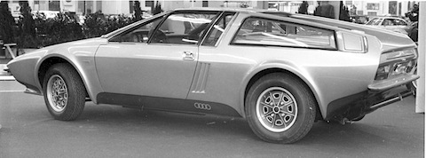 Audi Mittelmotor-Coupé von 1973 am Genfer Autosalon 1974
