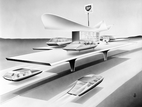 Ford-Vision einer Tankstelle der Zukunft - ausgedacht vor rund 50 Jahren
