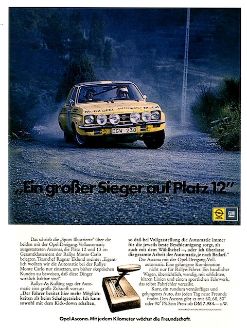 Werbung Opel Ascona Automatik 1973