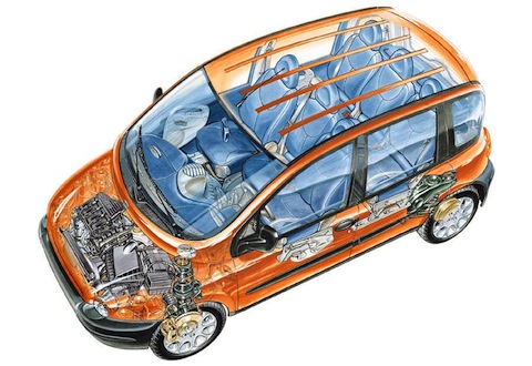Durchsichtszeichnung des Fiat Multipla von 1999 (© Fiat Group)