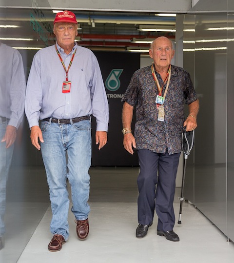 Niki Lauda und Stirling Moss am GP Singapur 2014 (© Daniel Reinhard)
