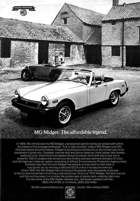Werbung für den MG Midget im Jahr 1975