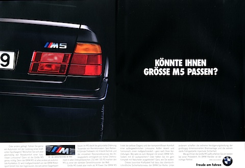 Werbung für den BMW M5 im Jahr 1992