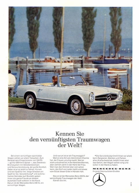 Mercedes-Benz 230 SL in der Werbung im Jahr 1966