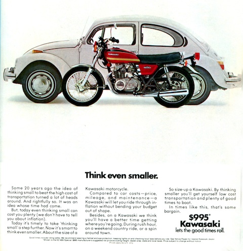 Inserat VW gegen Kawasaski von 1975