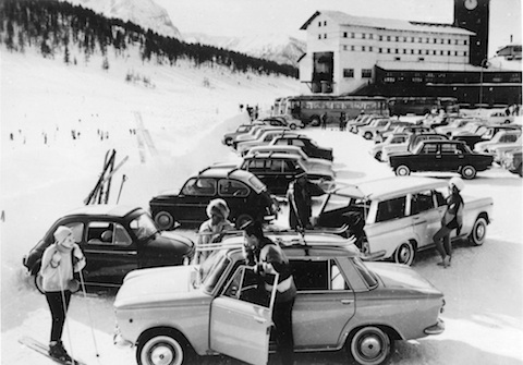 Fiat-Modelle von 1965 zusammen im Winter