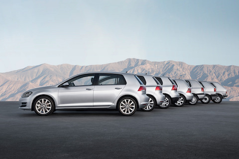 Sieben Generationen VW Golf (© Volkswagen AG)