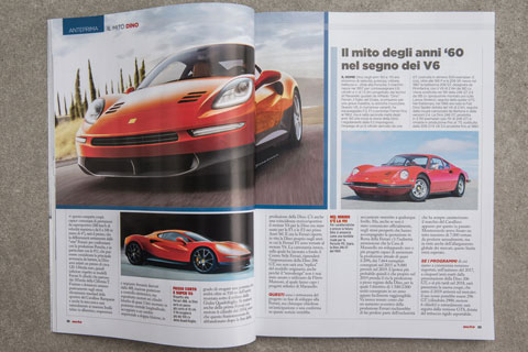 Ferrari Dino 296 Entwurf im italienischen Magazin "Auto"