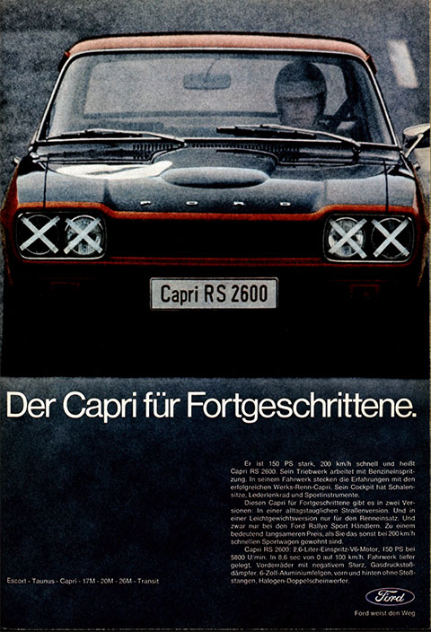Ford Capri RS 2600 Werbung des Jahres 1971
