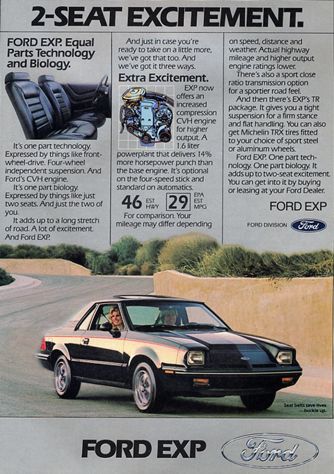 Inserat für den Ford EXP im Jahr 1982