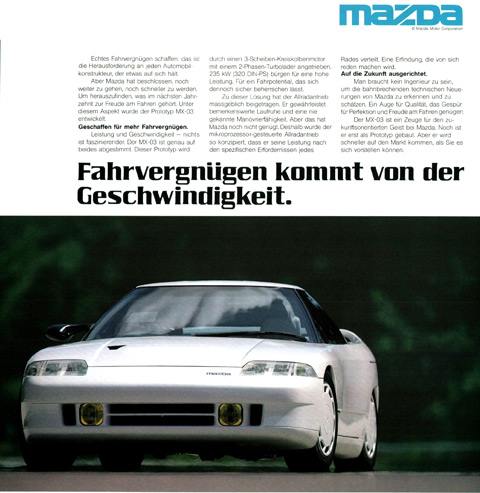 Werbung für den Mazda MX-03 im Jahr 1986
