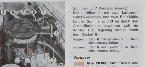 Anleitung zum Fiat 128 3P - Umstellung von Sommer- auf Winterbetrieb