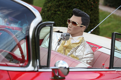 Elvis auf der Rückback eines Ami-Klassikers an der Classic-Gala Schwetzingen