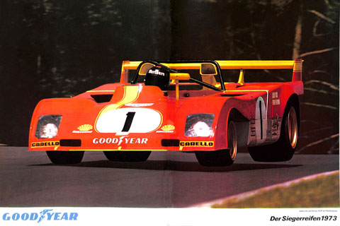Goodyear-Ferrari-Werbung im Jahr 1973 in Powerslide