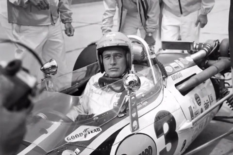 Paul Newman im Formelauto (Filmausschnitt)