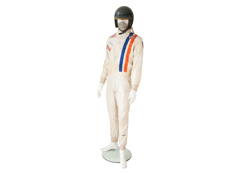 Rennanzug und Helm von Steve McQueen, getragen bei den Dreharbeiten zu "Le Mans" (© RM/Sotheby's)