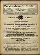 Titelblatt der Nummer 15 von Der Motorfahrer 1918