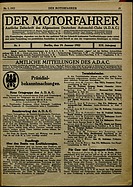 Titelblatt der Nummer 3 von Der Motorfahrer 1922