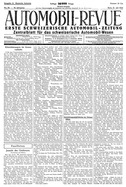 Titelblatt der Nummer 29 von Automobil-Revue Zeitungen 1922