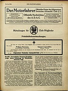 Titelblatt der Nummer 36 von Der Motorfahrer 1916