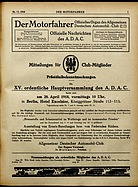 Titelblatt der Nummer 17 von Der Motorfahrer 1918