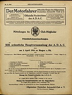 Titelblatt der Nummer 11 von Der Motorfahrer 1916