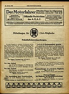 Titelblatt der Nummer Doppelausgabe 42/43 von Der Motorfahrer 1918