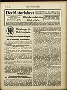 Titelblatt der Nummer 42 von Der Motorfahrer 1914