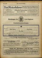 Titelblatt der Nummer 46 von Der Motorfahrer 1917