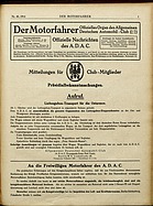 Titelblatt der Nummer 40 von Der Motorfahrer 1914