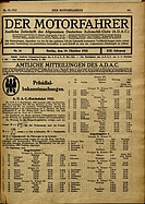 Titelblatt der Nummer 34 von Der Motorfahrer 1922