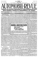 Titelblatt der Nummer 18 von Automobil-Revue Zeitungen 1920