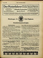 Titelblatt der Nummer 22 von Der Motorfahrer 1916