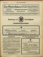 Titelblatt der Nummer 26 von Der Motorfahrer 1916