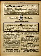 Titelblatt der Nummer 32 von Der Motorfahrer 1918