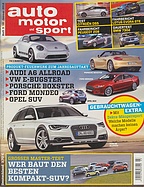 Titelblatt der Nummer 3 von auto motor und sport 2012