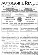 Titelblatt der Nummer 2 von Automobil-Revue Zeitungen 1909