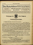 Titelblatt der Nummer 41 von Der Motorfahrer 1914