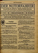 Titelblatt der Nummer 37 von Der Motorfahrer 1922