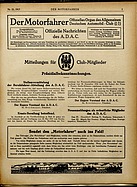 Titelblatt der Nummer 23 von Der Motorfahrer 1917