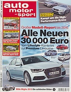Titelblatt der Nummer 12 von auto motor und sport 2013