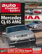 Titelblatt der Nummer 18 von auto motor und sport 2003
