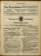 Titelblatt der Nummer 10 von Der Motorfahrer 1918