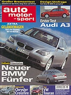 Titelblatt der Nummer 8 von auto motor und sport 2003