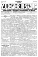 Titelblatt der Nummer 49 von Automobil-Revue Zeitungen 1920